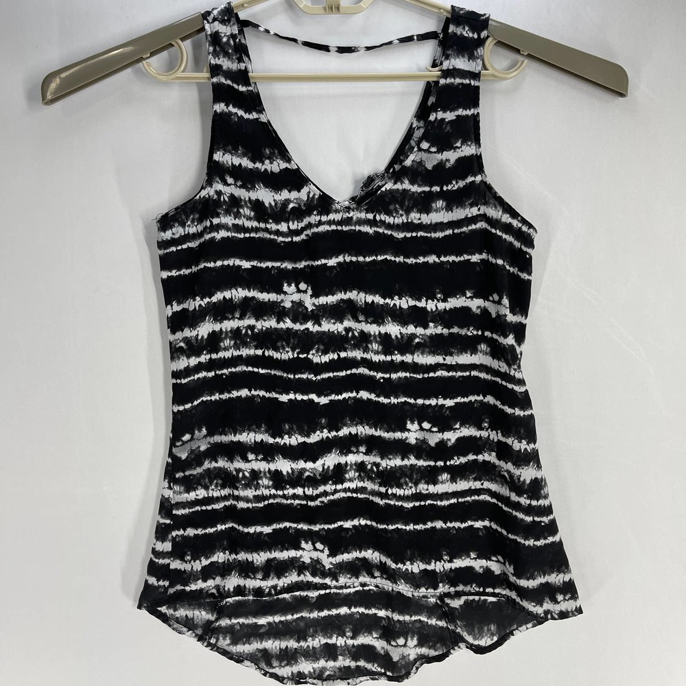 Express Women Tank Top Small S Black White V-Neck Sleeveless
